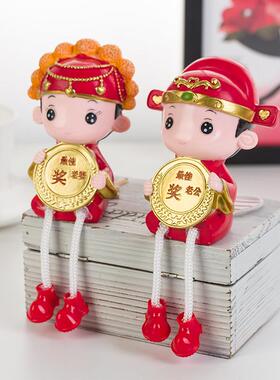 搪胶创意工艺品摆件 喜庆用品结婚礼物卡通吊脚情侣娃娃 现货