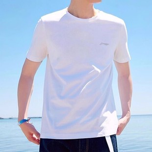 李宁速干短袖 跑步运动t恤宽松健身篮球训练速干衣ATSQ341 男夏季