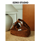 女斜挎包 购物袋垃圾袋包头层磨砂真皮麂皮秋冬新款 EZRO 一作