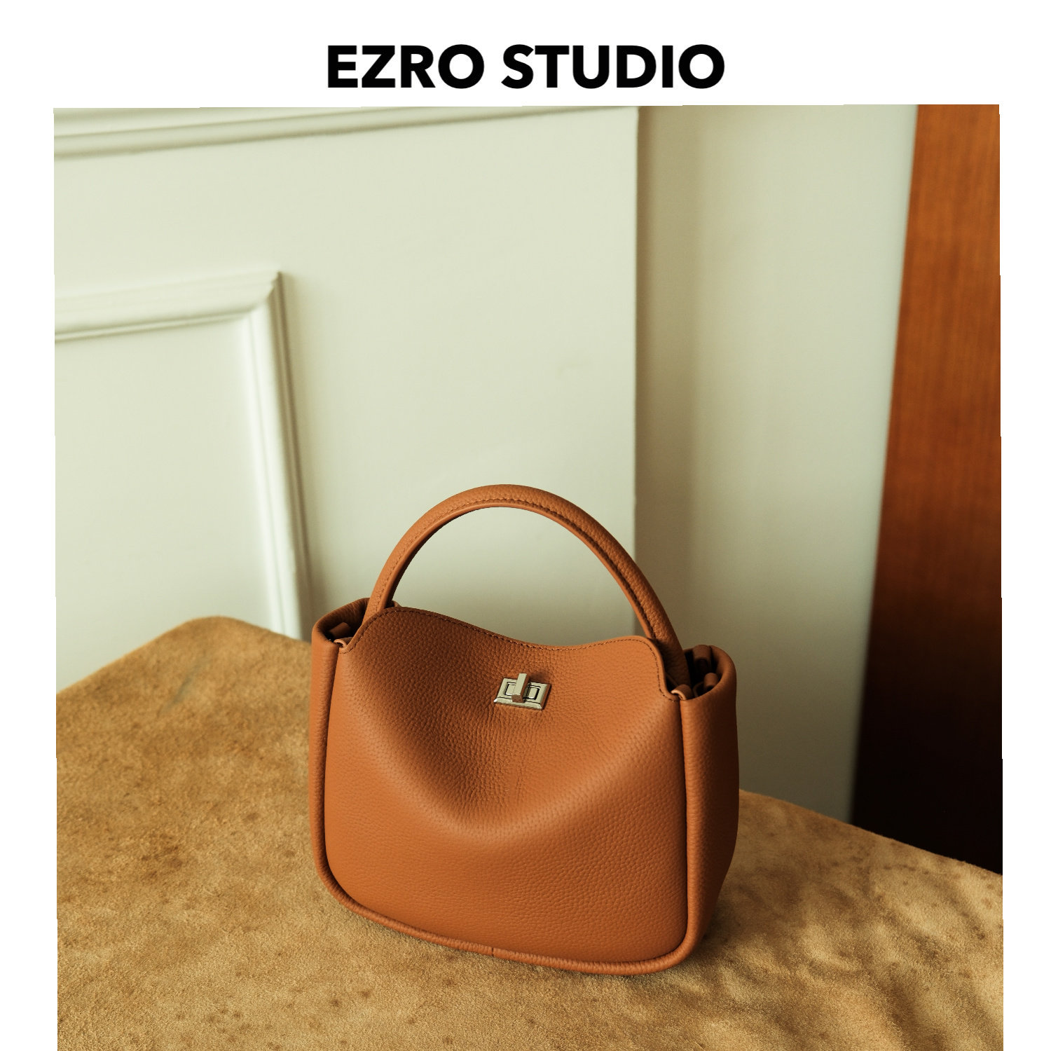 【EZRO】一作 2025新款质感头层牛皮真皮盒子包设计感桶包斜挎女,箱包皮具/热销女包/男包,水桶包,淘宝优惠券,粉丝福利购,淘宝优惠卷