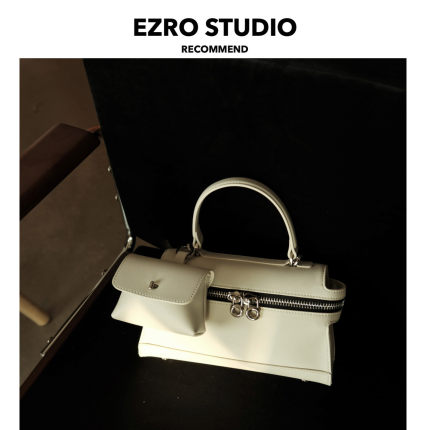 【EZRO】春夏新款设计感小众真皮牛皮拉链小方包精致洋气斜挎女包