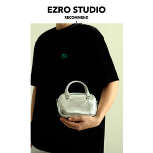 EZRO 00新品 奶呼呼小枕头包质感真皮手提斜挎小方包