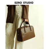 2025新款 EZRO 挺括质感简约小方包真皮牛皮手提斜挎女保龄球包