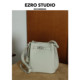 EZRO 一作头层粒面牛皮真皮高级简约百搭水桶包凯莉包斜挎女包
