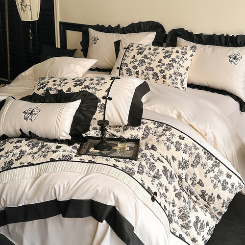 长绒棉四件套纯棉轻奢法式公主风