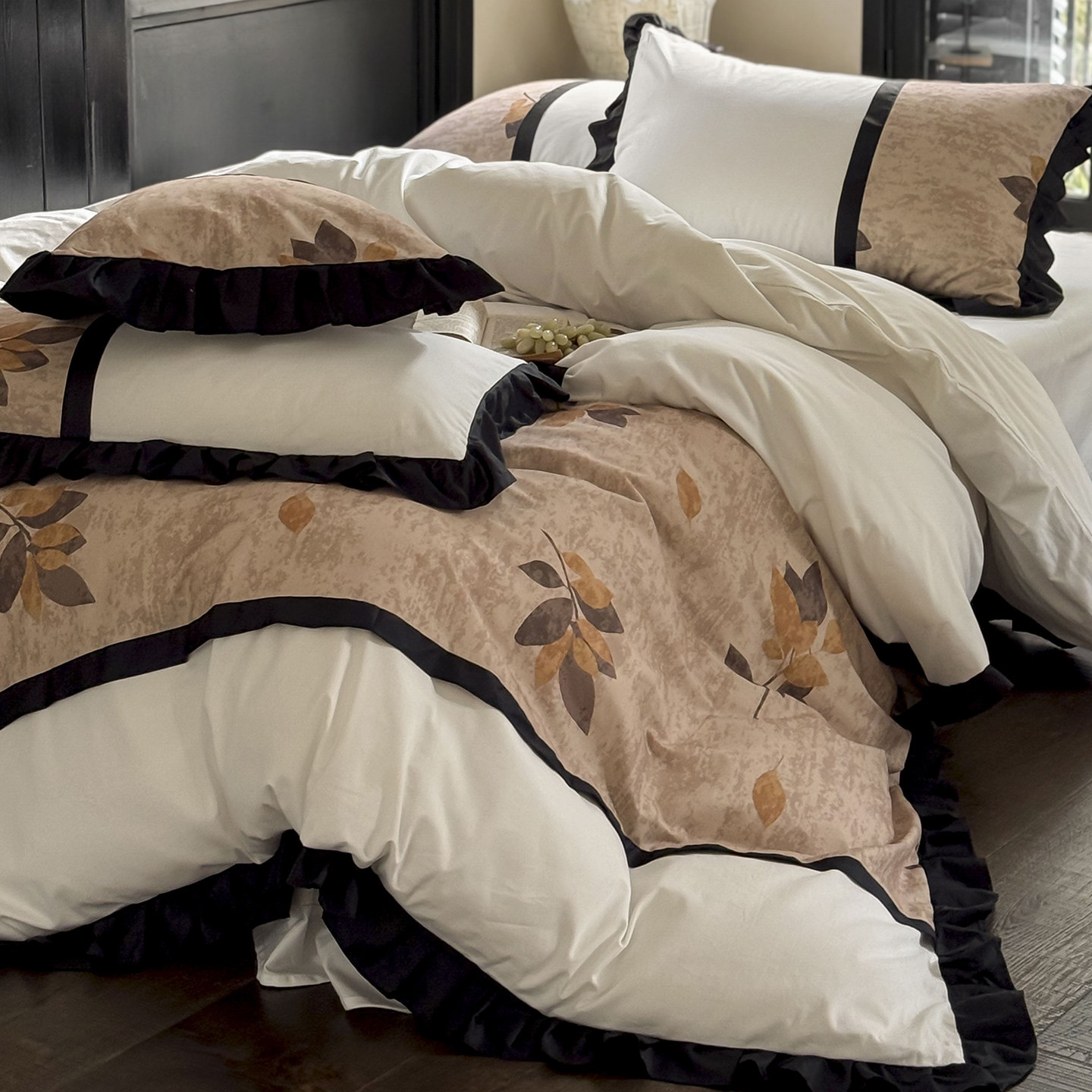 法式复古中古风全棉磨毛四件套加厚纯棉印花被套床单公主秋冬床品