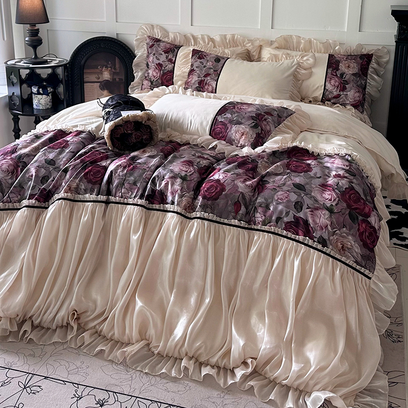 琉璃纱油画风法式四件套公主床裙