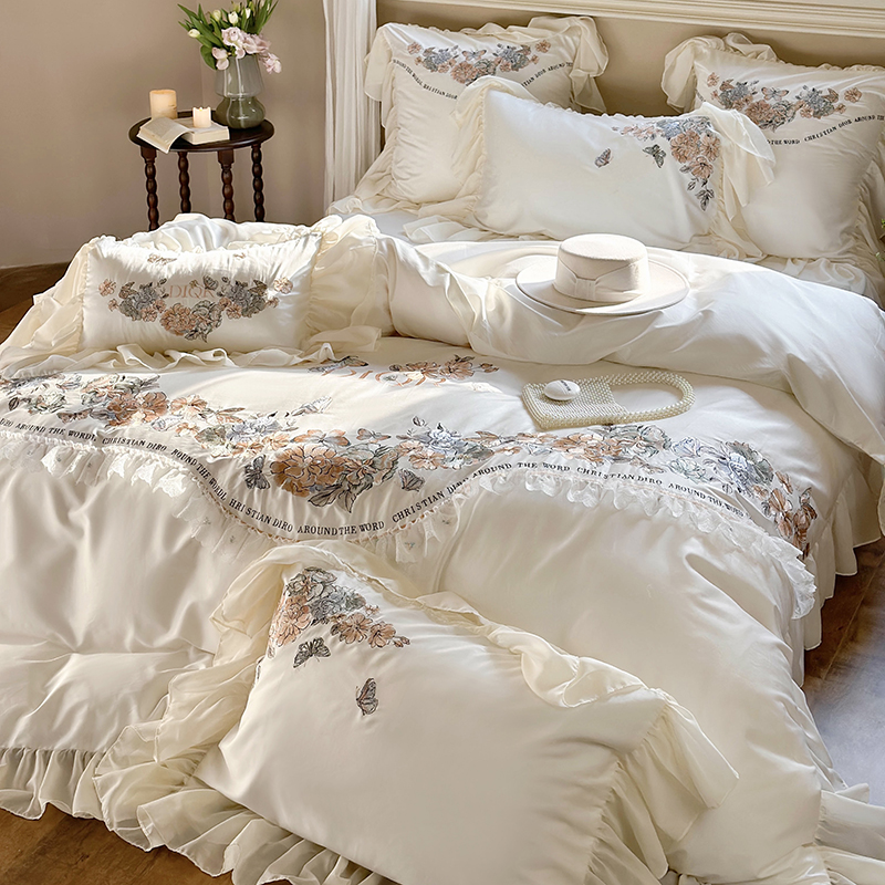 轻奢四件套纯棉蕾丝边法式公主风