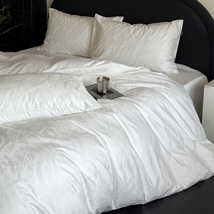 法式白色提花长绒棉四件套纯棉全棉公主风床单被套高级感床品床笠