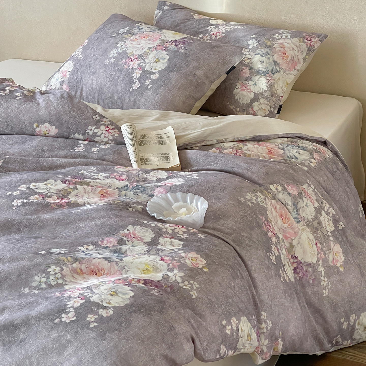 法式复古棉麻混纺四件套纯棉亚麻田园印花被套公主风床笠床单床品,床上用品,床品套件/四件套/多件套,淘宝优惠券,粉丝福利购,淘宝优惠卷