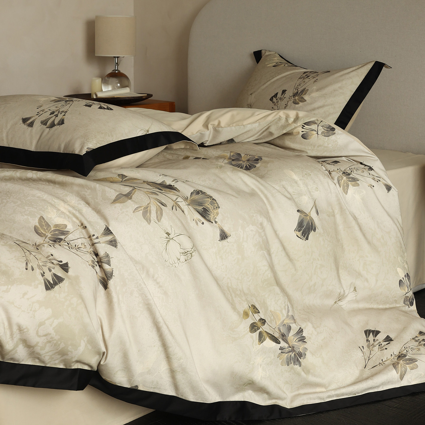 法式复古轻奢全棉磨毛加厚四件套纯棉贡缎印花被套床单床笠床品