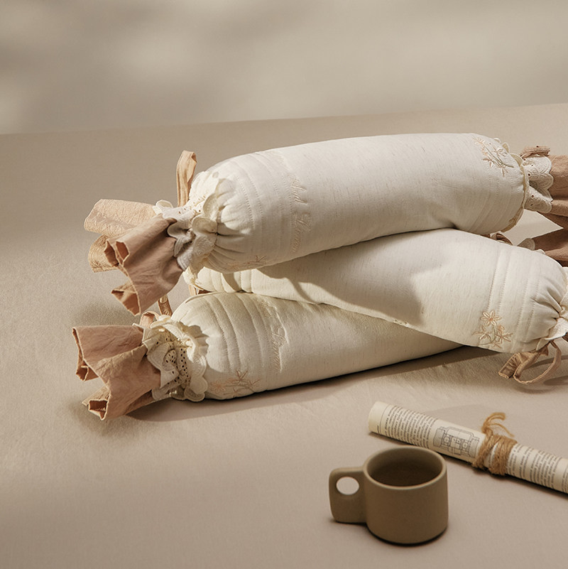法式棉麻糖果枕头荞麦枕家用单人圆柱草本护颈椎助睡眠靠枕垫抱枕