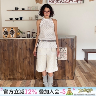 UnsocialNight原创独家设计甜美夏季蕾丝米色七分直筒裤女