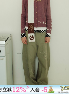 UnsocialNight2025秋季新品铜片烫钻弯刀休闲低腰拖地长裤女