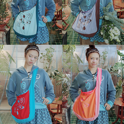 原创插画印花单肩斜挎包