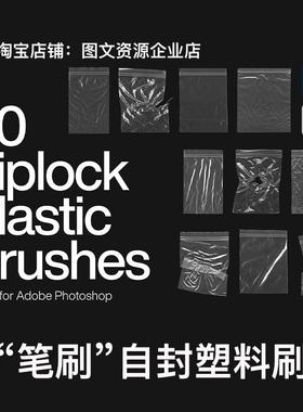 Photoshop设计素材50 个 Ziplock 塑料袋自封袋ps画笔笔刷