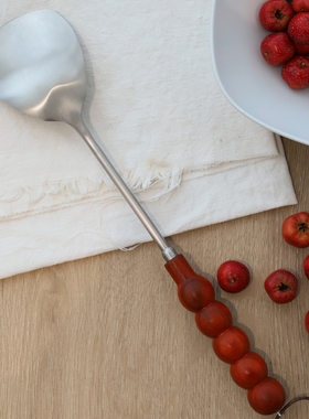 触造 红花梨木糖葫芦柄不锈钢锅铲 中式炒菜