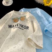 体恤衫 扎染脏脏刺绣短袖 美式 重磅潮牌潮流半袖 t恤男夏季 2025新款