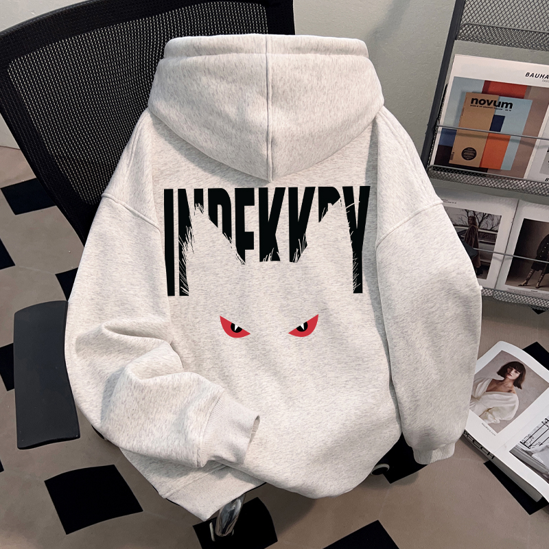 美式复古重磅黑色卫衣男加绒秋冬