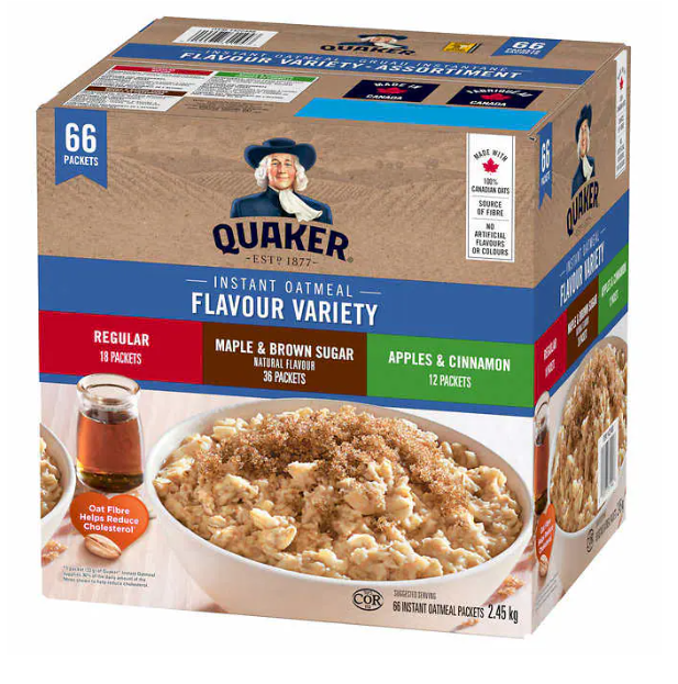 加拿大直邮 Quake 桂格66袋即食燕麦片 量贩装 3种口味2.45公斤属于什么档次？