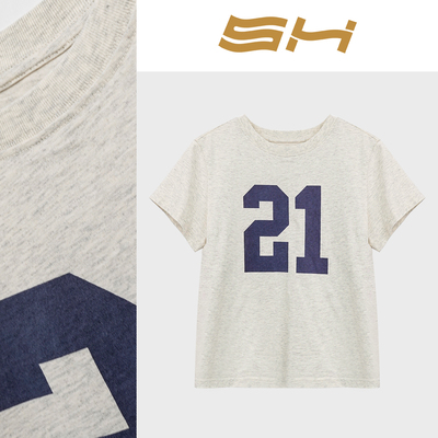 【芳芳力荐】数字印花休闲宽松短袖T恤女装25年新款慵懒上衣