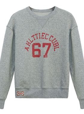 【芳芳力荐】CC-601063印花卫衣女宽松翻领长袖灰色休闲上衣