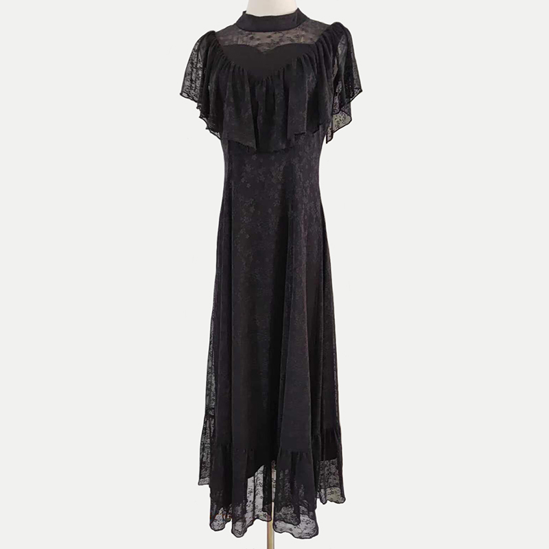 金芭葆J6736P连衣裙2023年夏季新款黑色套头高端蕾丝宴会礼服裙子