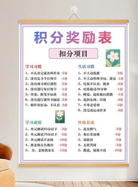 小学生积分奖励表儿童学习激励挂图家庭作业检查表学习习惯养成