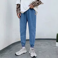 Mùa thu Hàn Quốc phiên bản chín điểm quần jeans nam in port gió xu hướng chân quần thun trẻ trung quần âu quần áo nam - Quần jean quần áo thể thao nam