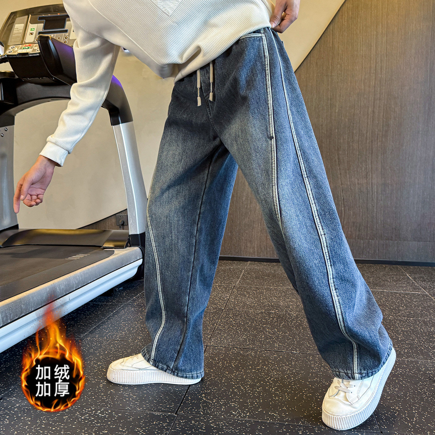 男士冬季加绒牛仔裤宽松直筒裤C207-F78-P75控105加绒P85，男装牛仔裤，电商C207