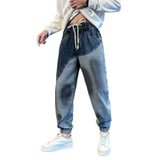 冬季加绒牛仔裤男士拼接修身束脚裤C207-7S708-P75控105加绒P85，男装牛仔裤，电商C207