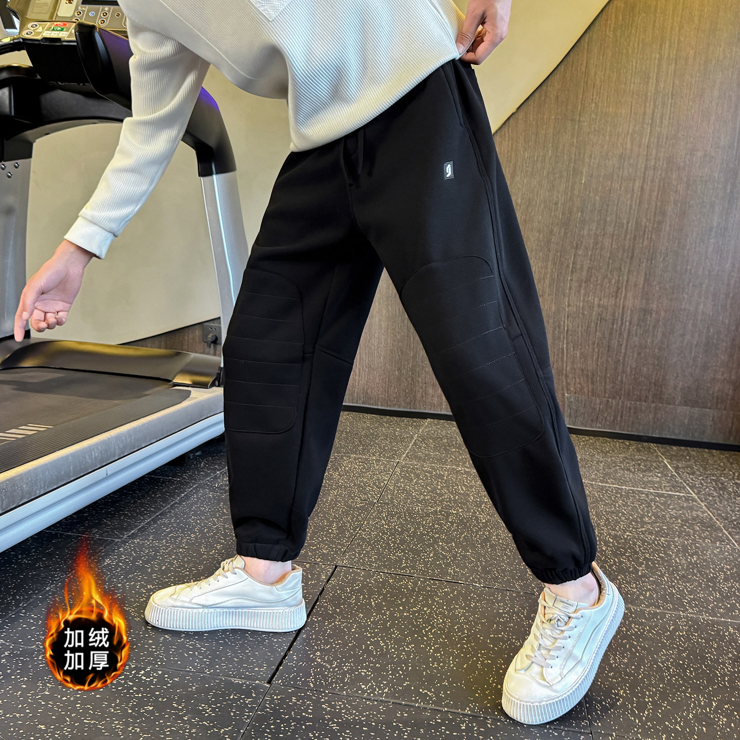男士加绒卫裤针织休闲裤束脚裤C207-70019-P68控98，男装休闲裤，电商C207