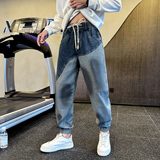 冬季加绒牛仔裤男士拼接修身束脚裤C207-7S708-P75控105加绒P85，男装牛仔裤，电商C207