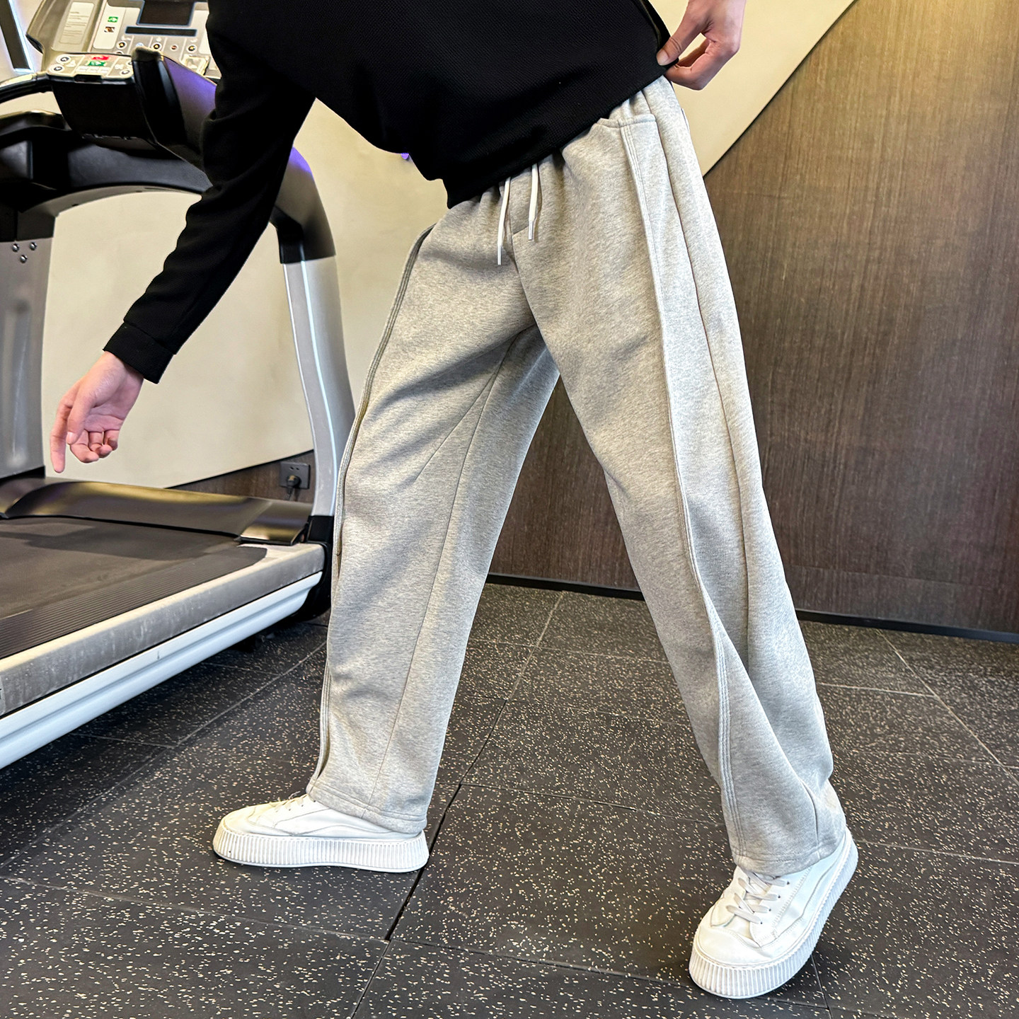 冬季新款男士卫裤针织休闲弯刀直筒裤C207-1118-P65控95，男装休闲裤，电商C207