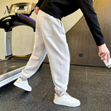 男士加绒卫裤针织休闲裤束脚裤C207-70019-P68控98，男装休闲裤，电商C207