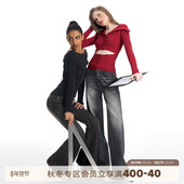 高级感内搭长袖 ABMY 上衣 镂空翻领针织衫 红色修身 新年序曲 美式