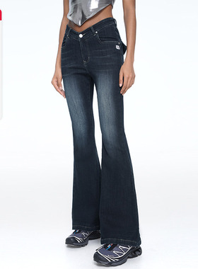 ABMY 致命腰精 原创V腰微喇牛仔裤女水洗复古辣妹显瘦弹力喇叭裤