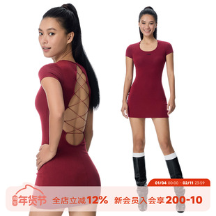 noBra by ABMY 后背镂空绑带连衣裙美式辣妹正肩修身包臀裙带胸垫