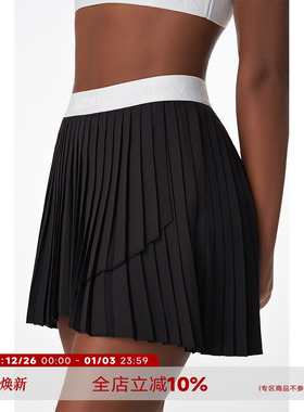 ABMY防走光网球黑色百褶裙夏松紧腰开叉运动裙美式辣妹短裙