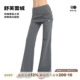 褶皱翻腰包臀弹力卫裤 女秋运动修身 假两件裙裤 ABMY 微喇休闲长裤