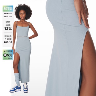 noBra ABMY开衩吊带连衣裙女春夏自带胸垫辣妹性感收腰长裙