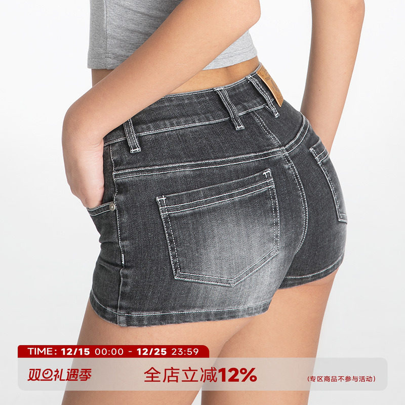 高腰低腰牛仔短裤女夏季显瘦显高