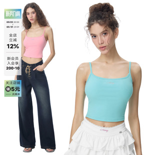 糖果色基础吊带背心女夏带胸垫辣妹修身 ABMY 显瘦上衣 noBra