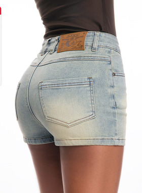ABMY 进阶腿精 性感包臀牛仔短裤女弹力紧身美式复古辣妹显瘦热裤