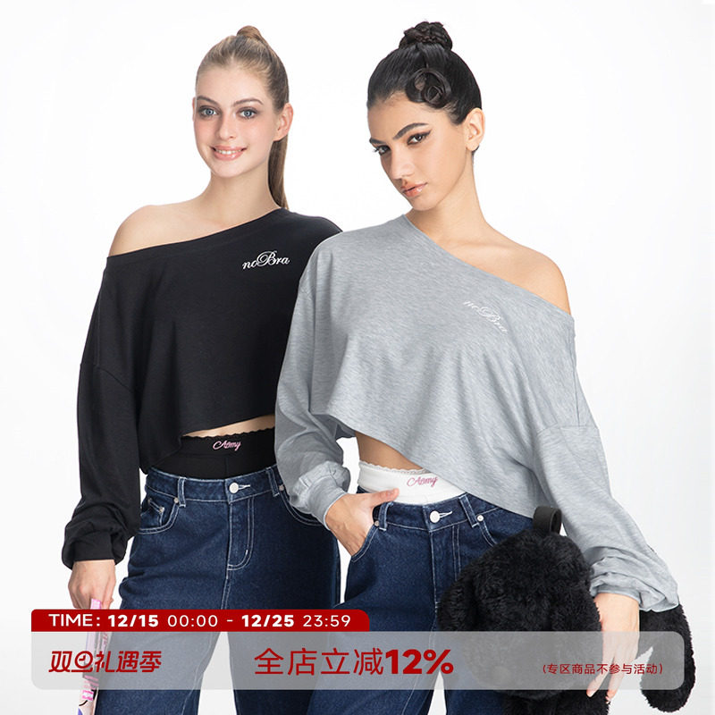 多种穿法斜肩凉感T恤女