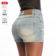 复古辣妹显瘦热裤 ABMY 女弹力紧身美式 性感包臀牛仔短裤 进阶腿精