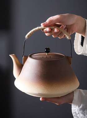 2000毫升大号烧水壶粗陶壶明火电陶炉煮茶煮水提梁壶围炉煮茶新款