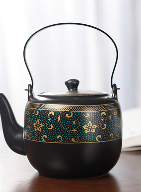 陶瓷茶壶中号黑色哑光带过滤网单壶725ml提梁壶复古日式家用瓷壶