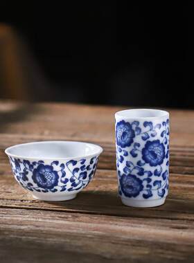 复古青花瓷闻香杯陶瓷茶具