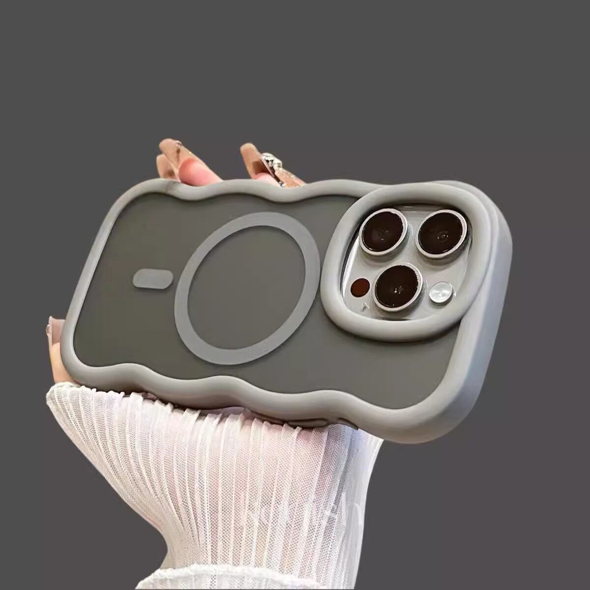 波浪边磨砂肤感磁吸适用苹果16ProMax手机壳iphone16新款15简约4透明13p情侣12男女高级款15promax硅胶保护套